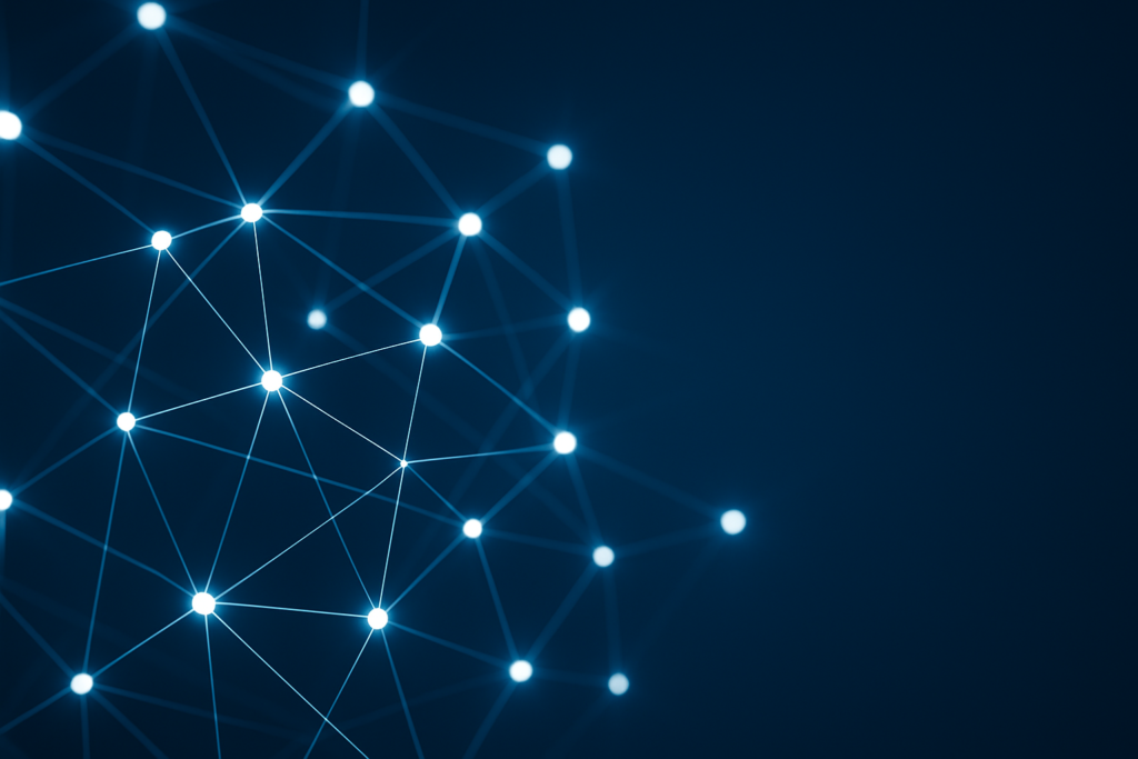ベクトル検索 SEO - glowing network of interconnected nodes