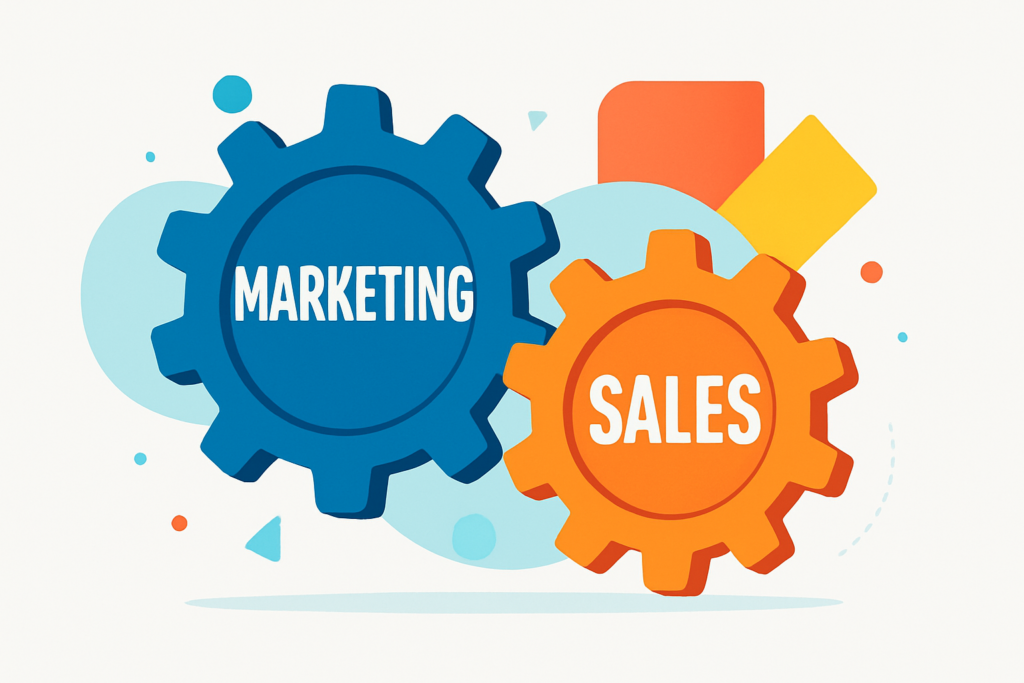 CRM マーケティング連携 - gear system labeled 'Marketing'