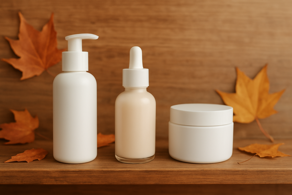 集客 - Shopify D2C skincare product bottles